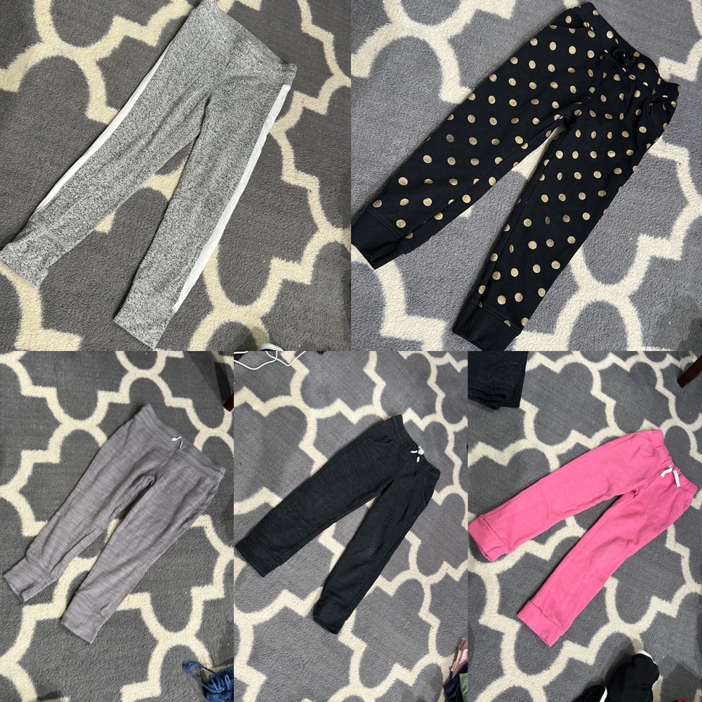 Lot of 5 joggers. Dk charcoal & pink are Cat & Jack size XS/5/6. Others Old Navy